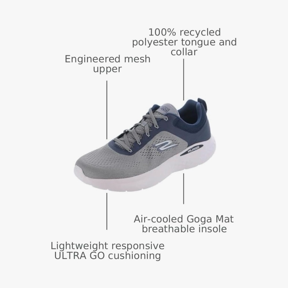 Skechers Gray and Blue Athletic Sneakers - Picture 4 of 10
